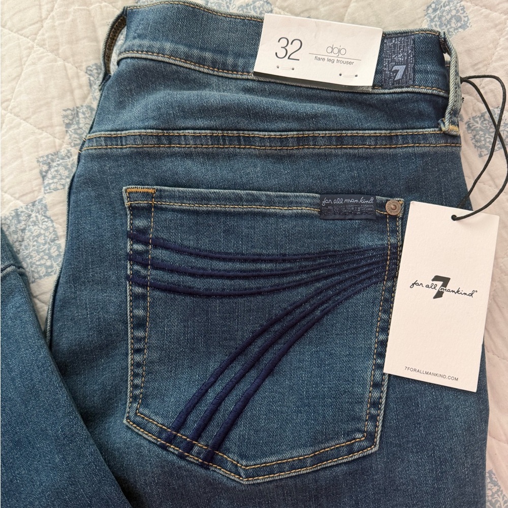 7 For All Mankind Dojo Blue Flare-Leg Jeans - Blue